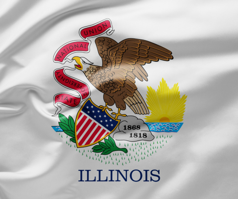 Illinois state flag with eagle and shield