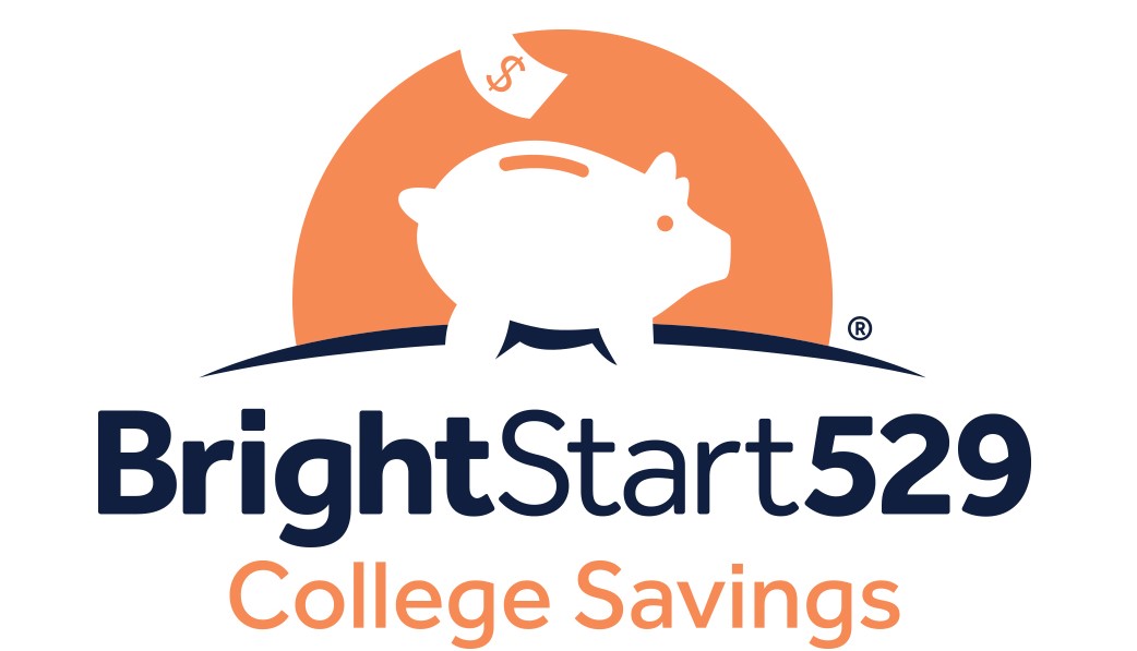 Bright Start 529 College Savings logo showing a drawing of a piggy bank