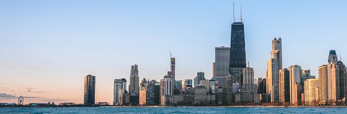 Chicago skyline with Lake Michigan