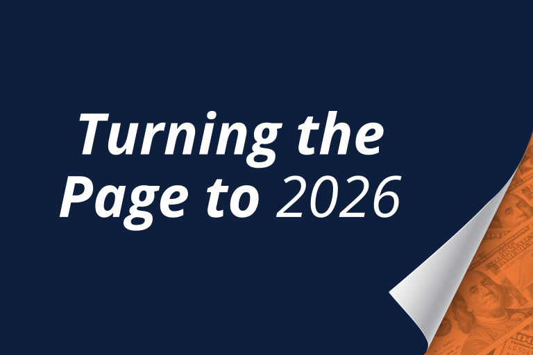 Graphic reading "Turning the page to 2026"