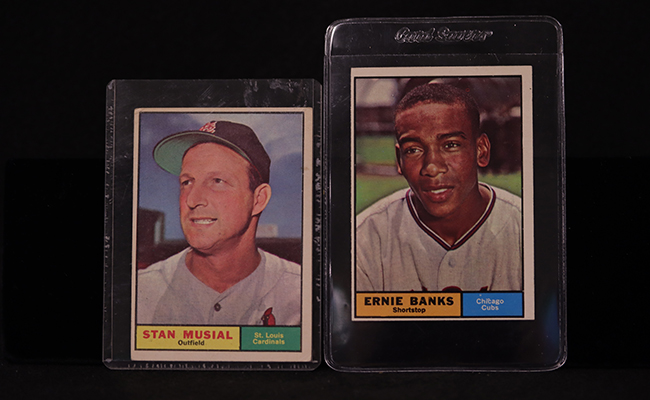 Baseball cards of Stan Musial and Ernie Banks